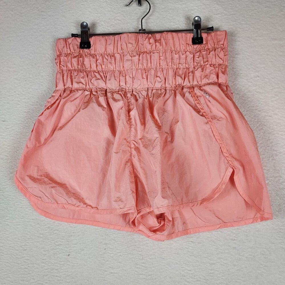 Free People FP Movement Large Womens Athletic Shorts Peach Lightweight Gym